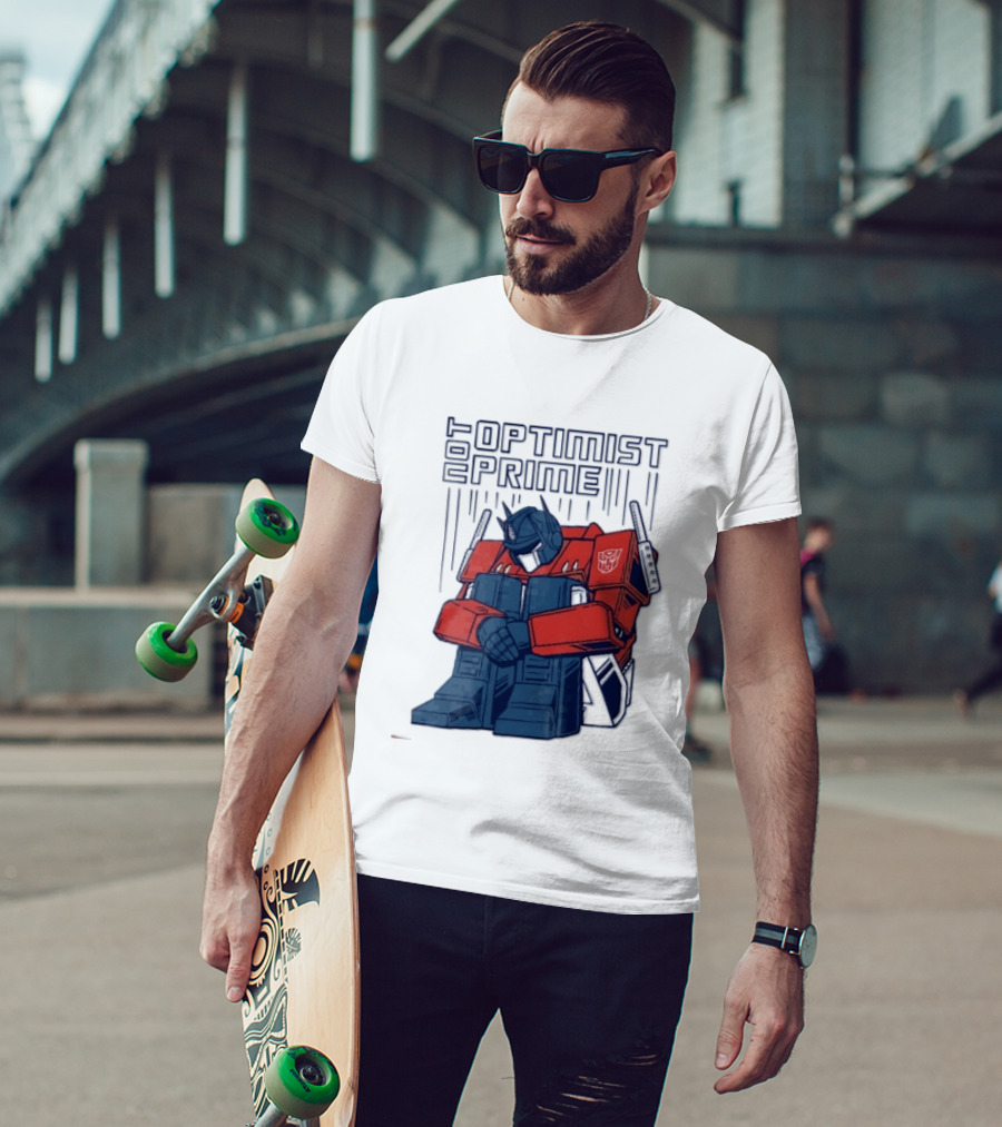 Optimist Prime Depressed Sad Robot Autobots Sitting T-Shirt