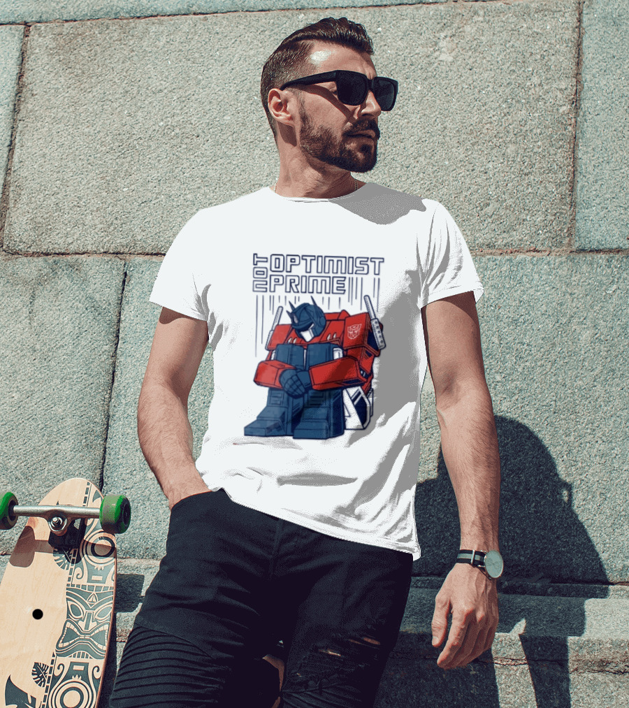 Optimist Prime Depressed Sad Robot Autobots Sitting T-Shirt