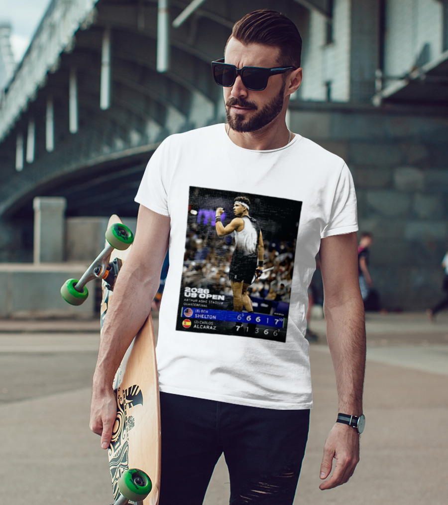 2026 US Open Arthur Ashe Stadium Quarterfinal Ben Shelton Vs Carlos Alcaraz T-Shirt