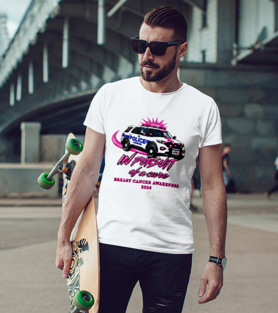 In Pursuit Of A Cure Police Car Breast Cancer Awareness 2026 T-Shirt