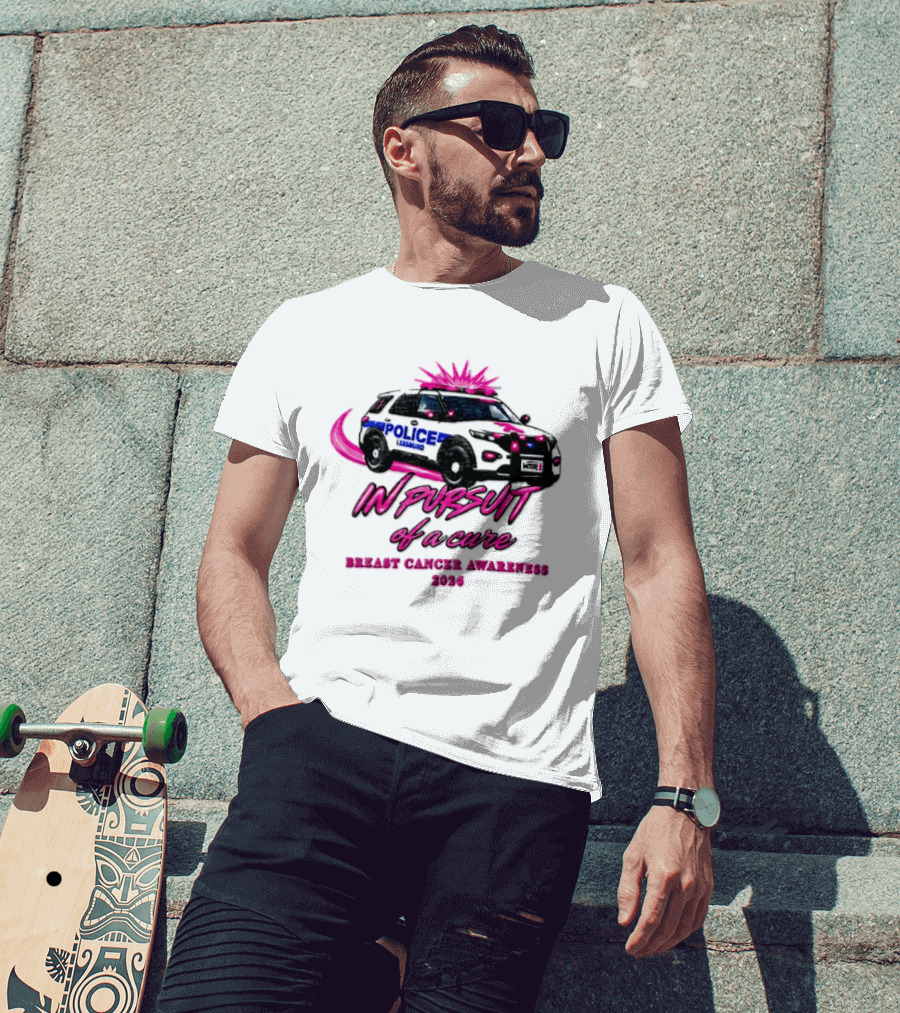 In Pursuit Of A Cure Police Car Breast Cancer Awareness 2026 T-Shirt