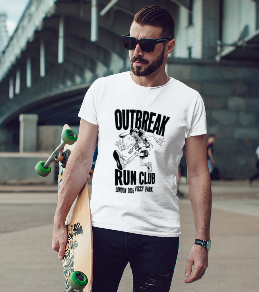 Outbreak Fest Run Club London 2026 Viccy Park Running Zombie T-Shirt