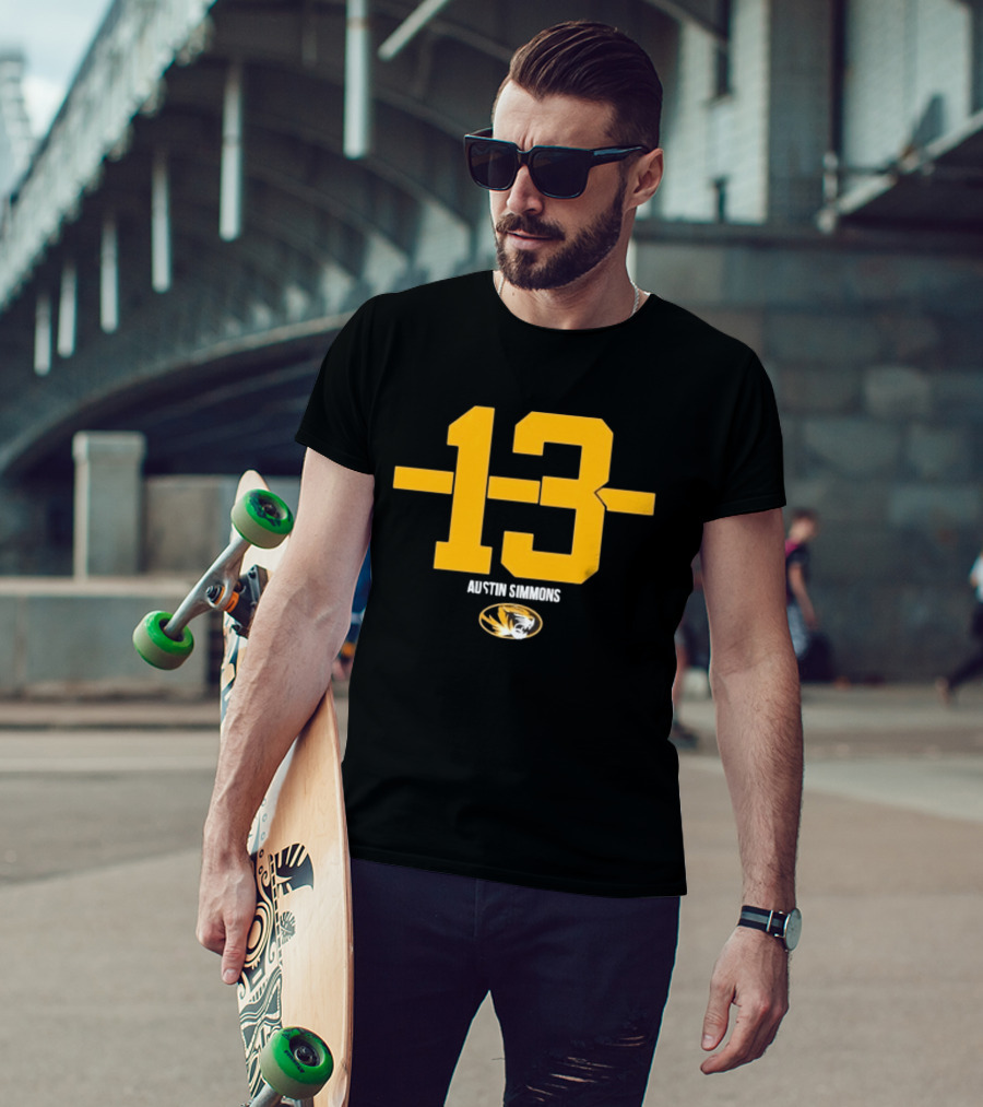 Austin Simmons 13 Missouri Tigers Number T-Shirt