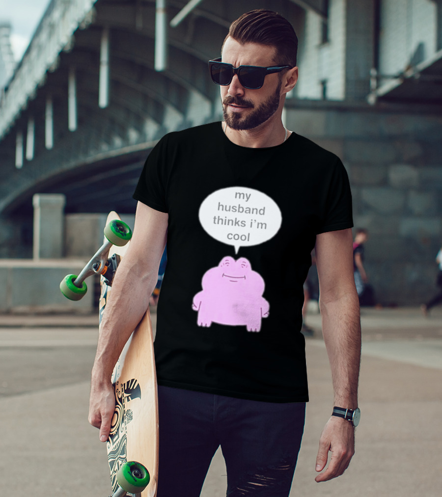 My Husband Thinks I'm Cool Pink Frog T-Shirt