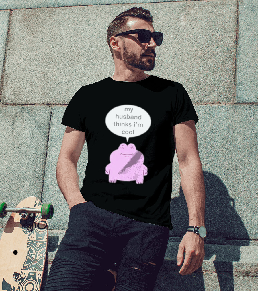 My Husband Thinks I'm Cool Pink Frog T-Shirt