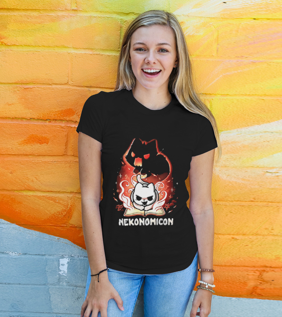Nekonomicon Cat Summoning Dark Spirit Horror Occult Magic Spell Book T-Shirt