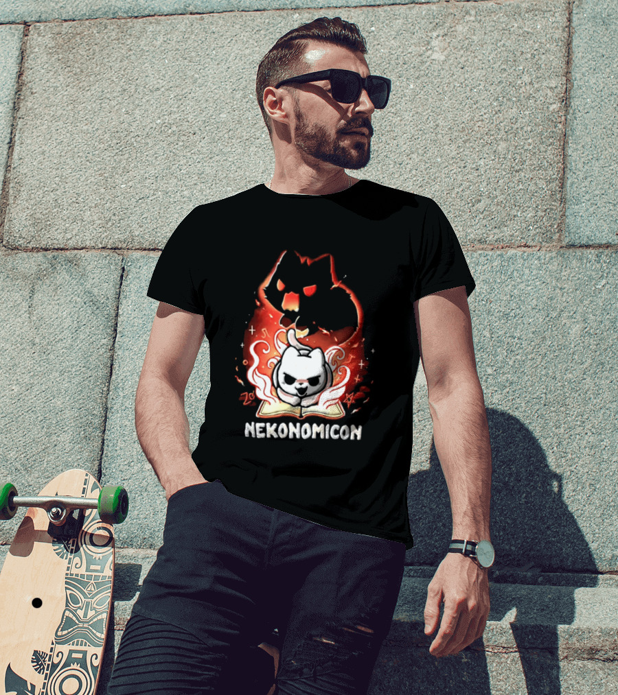 Nekonomicon Cat Summoning Dark Spirit Horror Occult Magic Spell Book T-Shirt