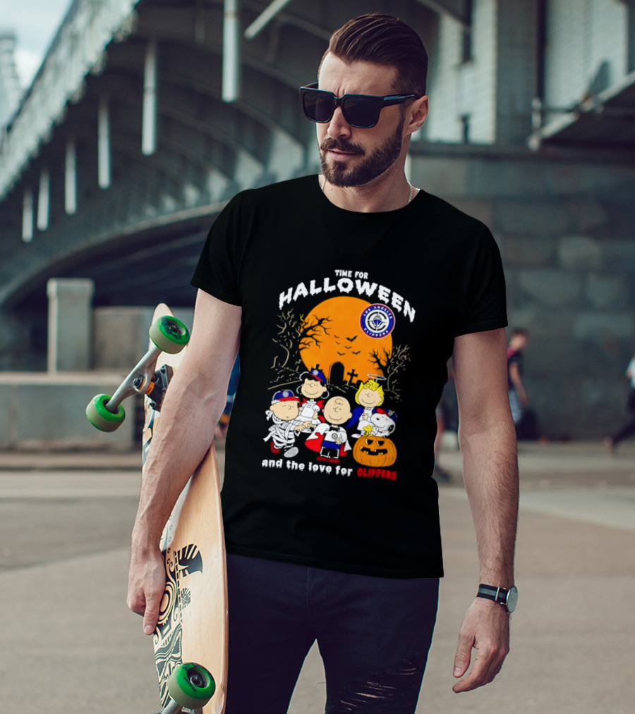 Peanuts Gang Time For Halloween Los Angeles Clippers Pumpkin Fun T-Shirt