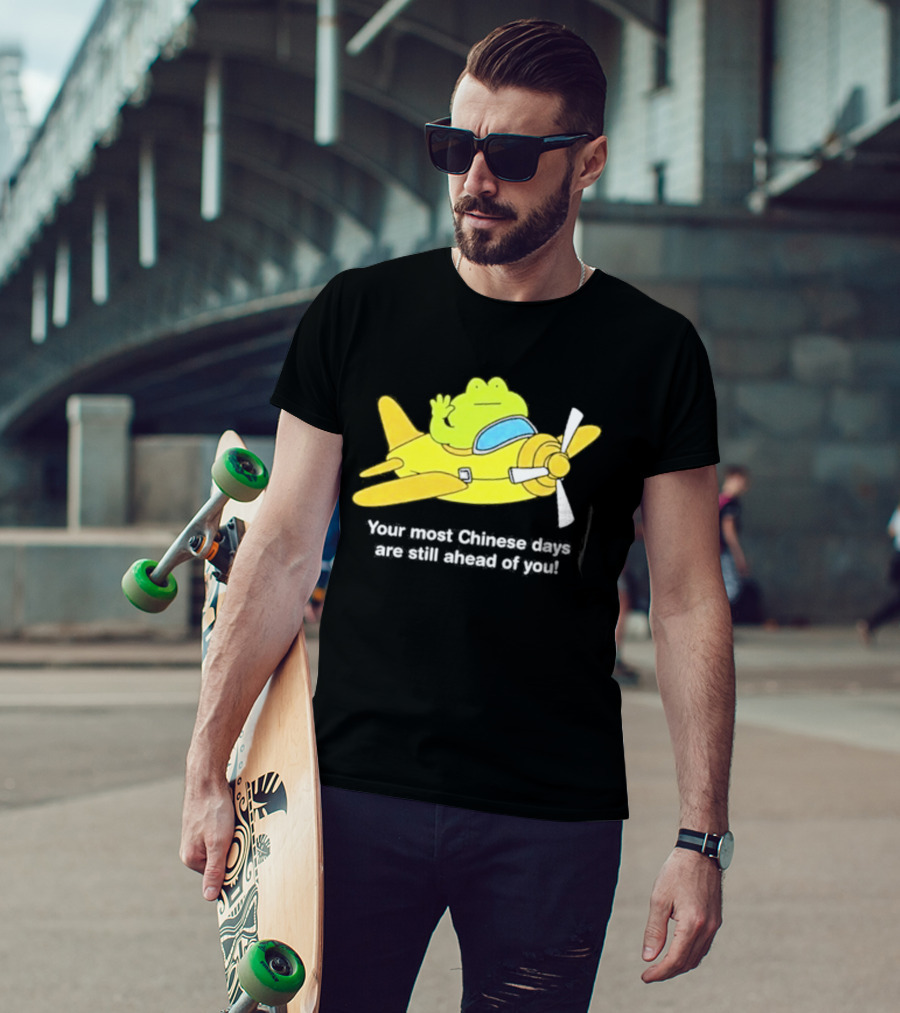 Frog Your Most Chinese Days Are Still Ahead Of You Airplane Scene T-Shirt