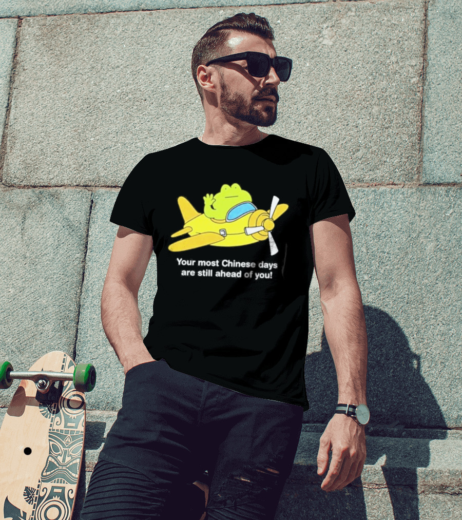 Frog Your Most Chinese Days Are Still Ahead Of You Airplane Scene T-Shirt