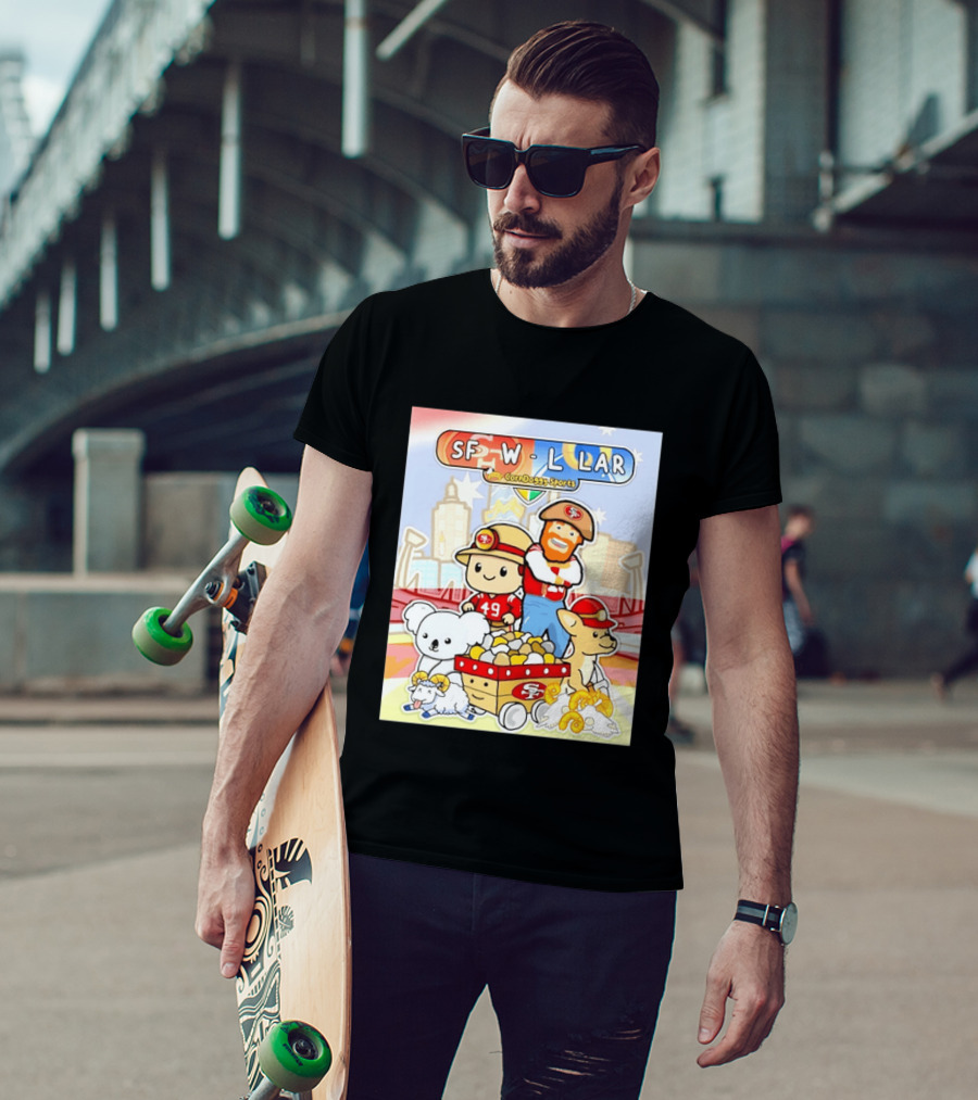 SF 49ers Vs LAR CornDoggy Sports Matchup With Cute Characters And Animals T-Shirt