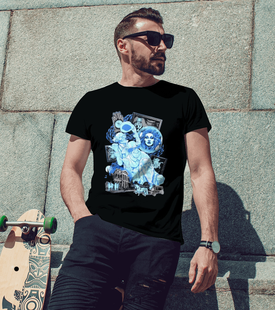 The Haunted Mansion Ghostly Spirits Madame Leota Hitchhiking Ghosts And Doom Buggy T-Shirt