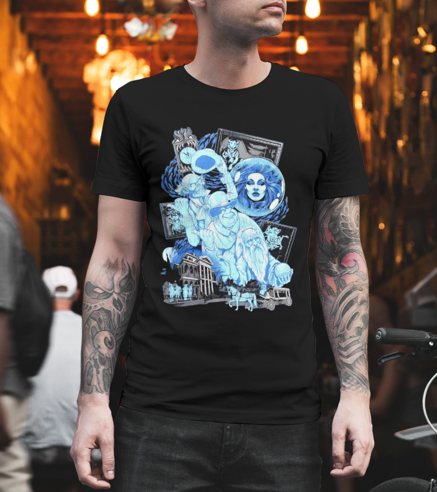 The Haunted Mansion Ghostly Spirits Madame Leota Hitchhiking Ghosts And Doom Buggy T-Shirt