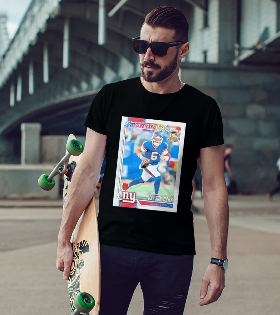 Future Stars Jaxson Dart New York Giants Quarterback Topps Card T-Shirt