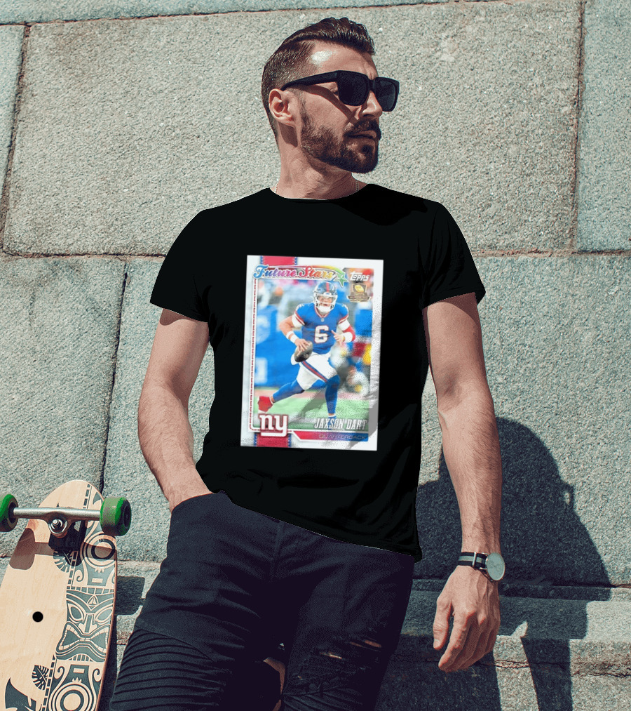 Future Stars Jaxson Dart New York Giants Quarterback Topps Card T-Shirt