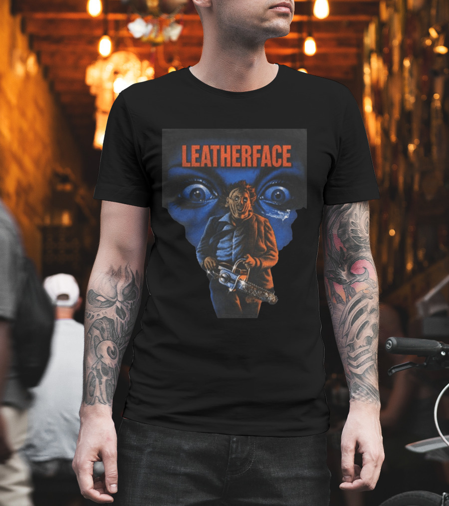 Vantetees Store Leatherface V2 Horror Icon Chainsaw T-Shirt