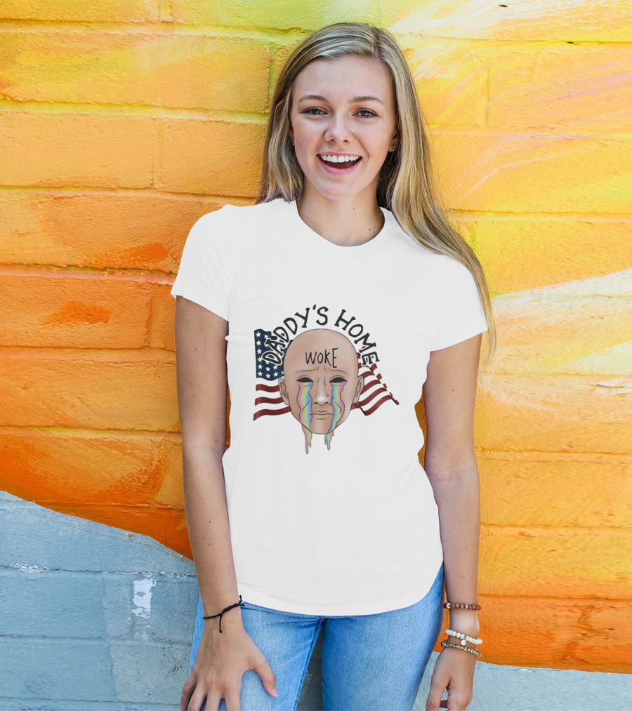 Daddy's Home Woke Crying Face With Flags T-Shirt