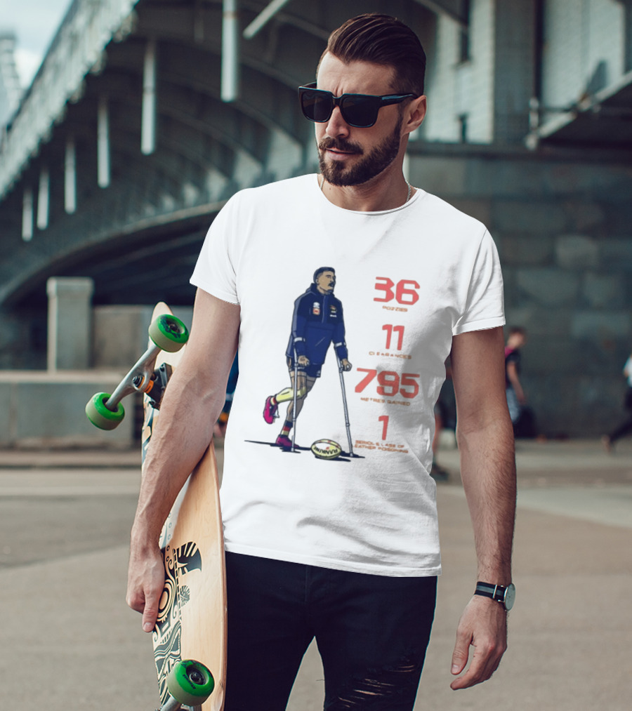 Izak Rankine 36 Tackles Crutches Adelaide Crows AFL Stats 795 Meters Gained T-Shirt