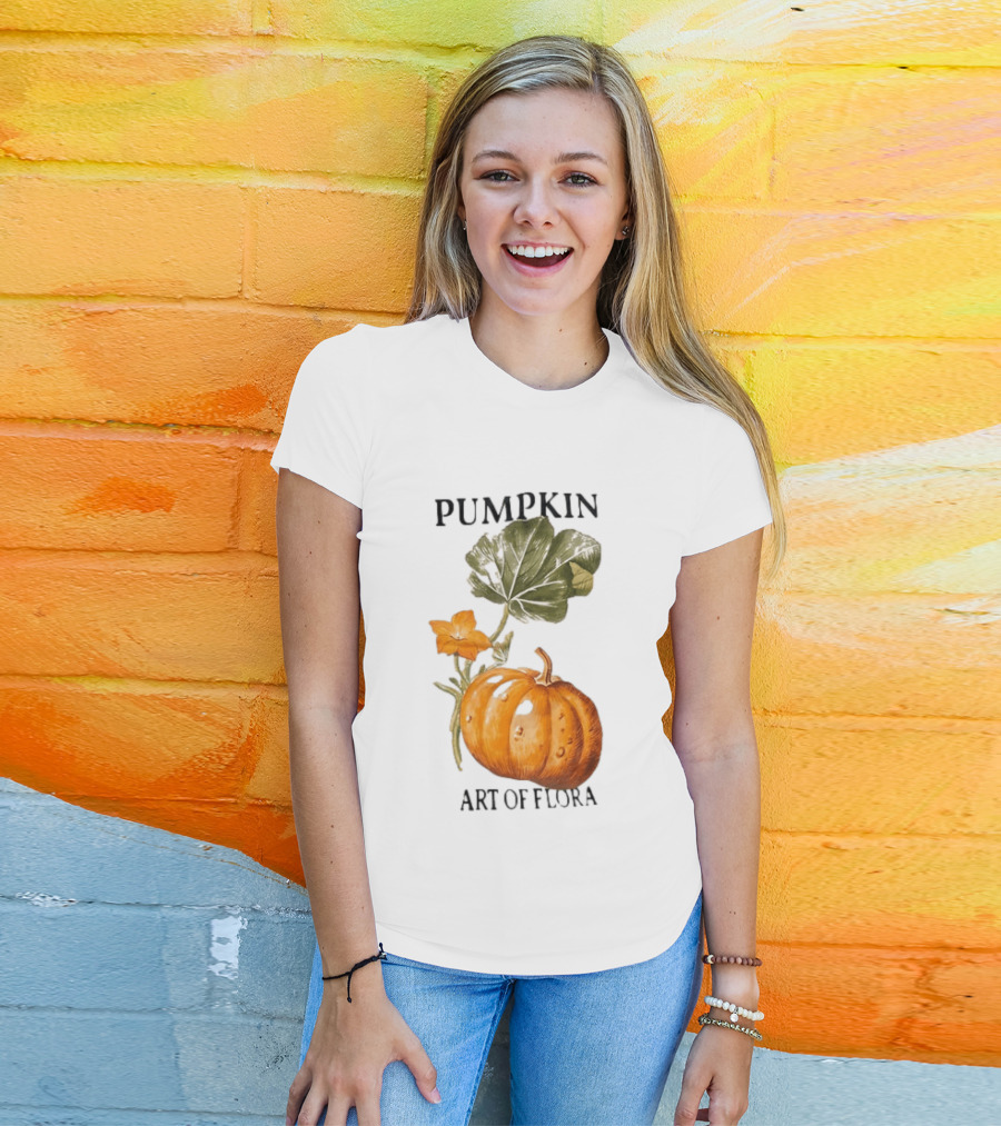 Pumpkin Art Of Flora Botanical Nature Harvest T-Shirt