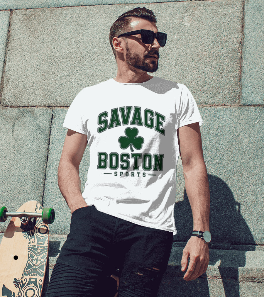 Savage Boston Sports Shamrock Bold Green T-Shirt