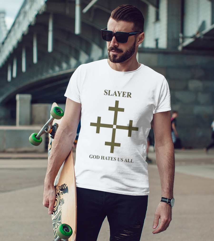 Slayer God Hates Us All Cross Symbol Thrash Metal T-Shirt