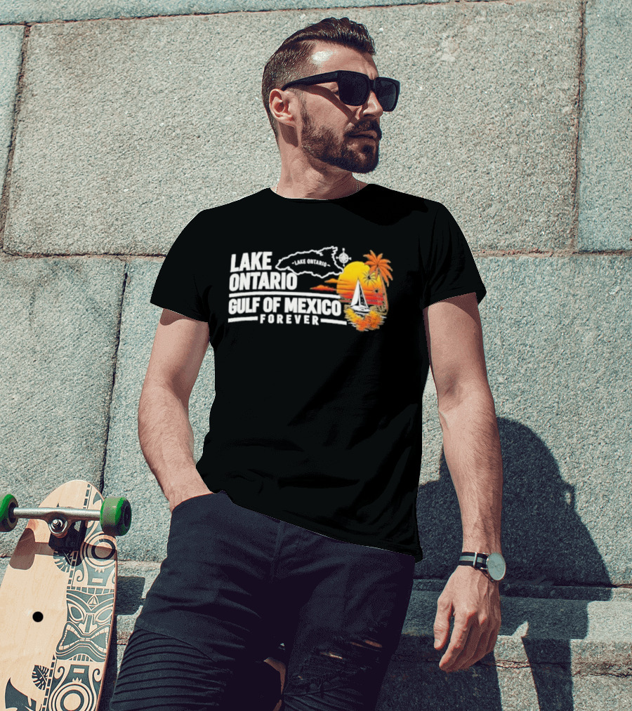 Lake Ontario Gulf Of Mexico Map Sunset Palm 2026 T-Shirt