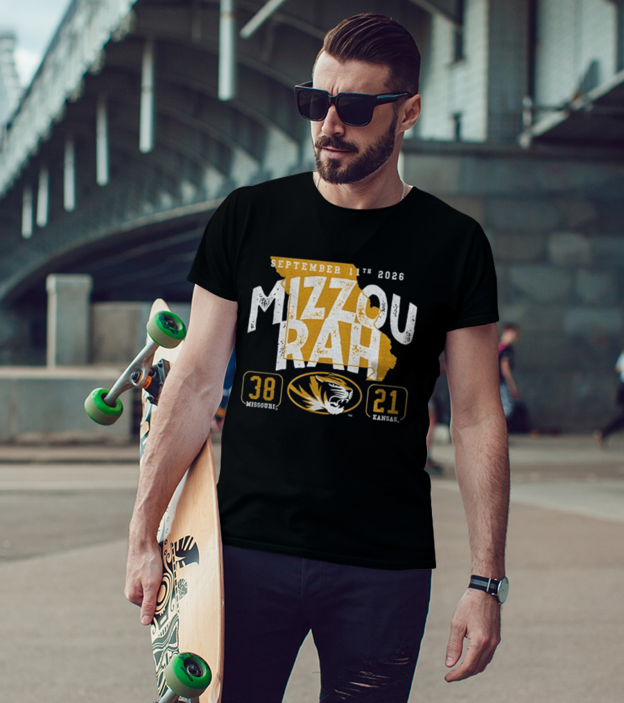 Missouri Tigers 38 Vs Kansas Jayhawks 21 Mizzou Rah September 11th 2026 T-Shirt