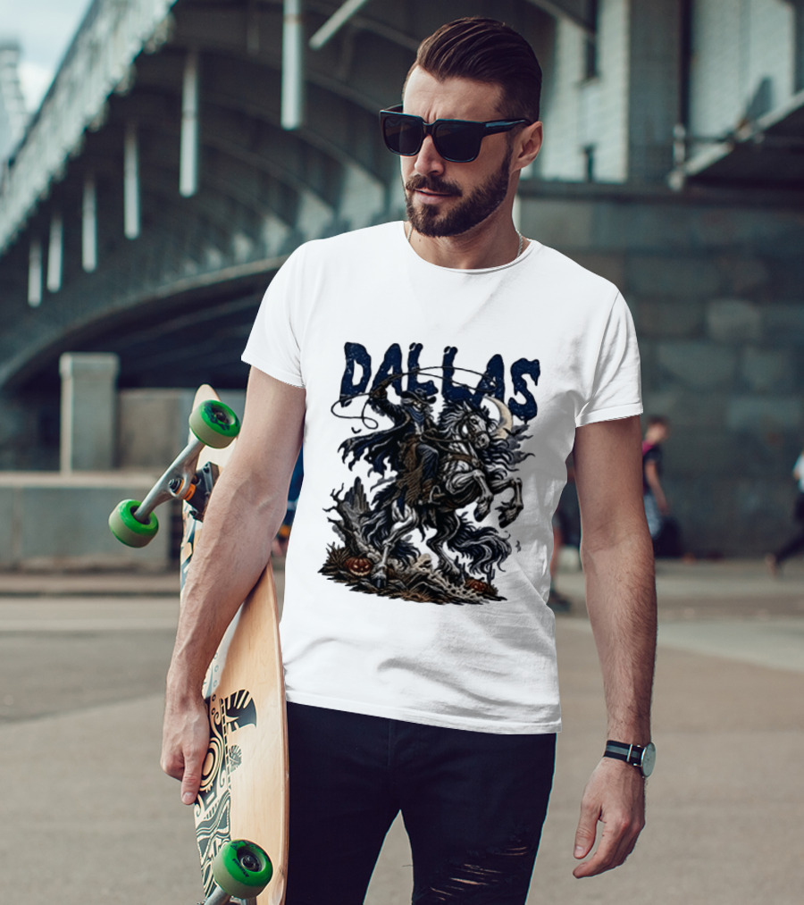 Dallas Cowboys Skeleton Horse Rider Halloween T-Shirt