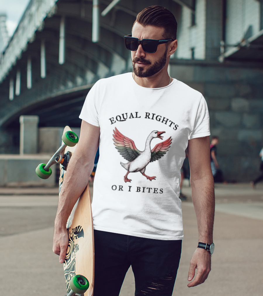 Equal Rights Or I Bites Rainbow Wings Angry Goose T-Shirt