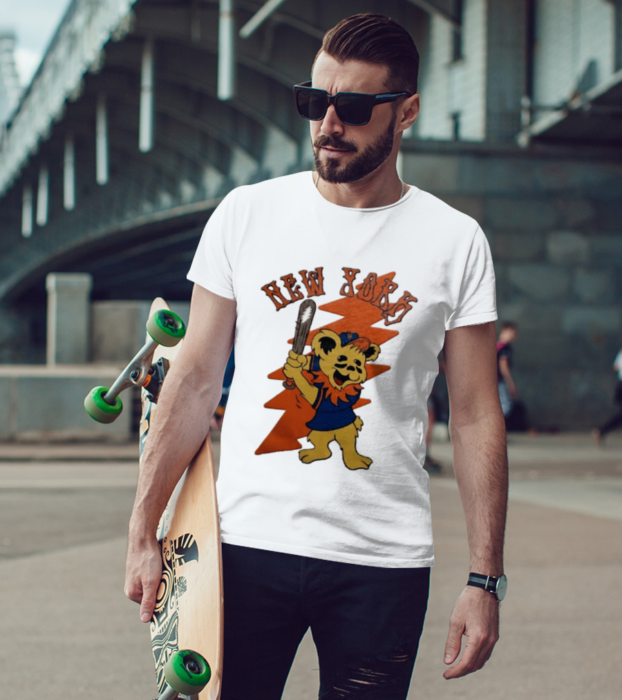 New York Grateful Dead Dancing Bear Batting Baseball Mets MLB T-Shirt