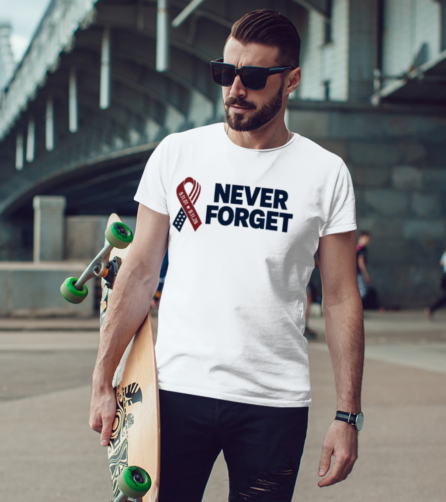 Jim Harbaugh Never Forget 911 Memorial Ribbon T-Shirt
