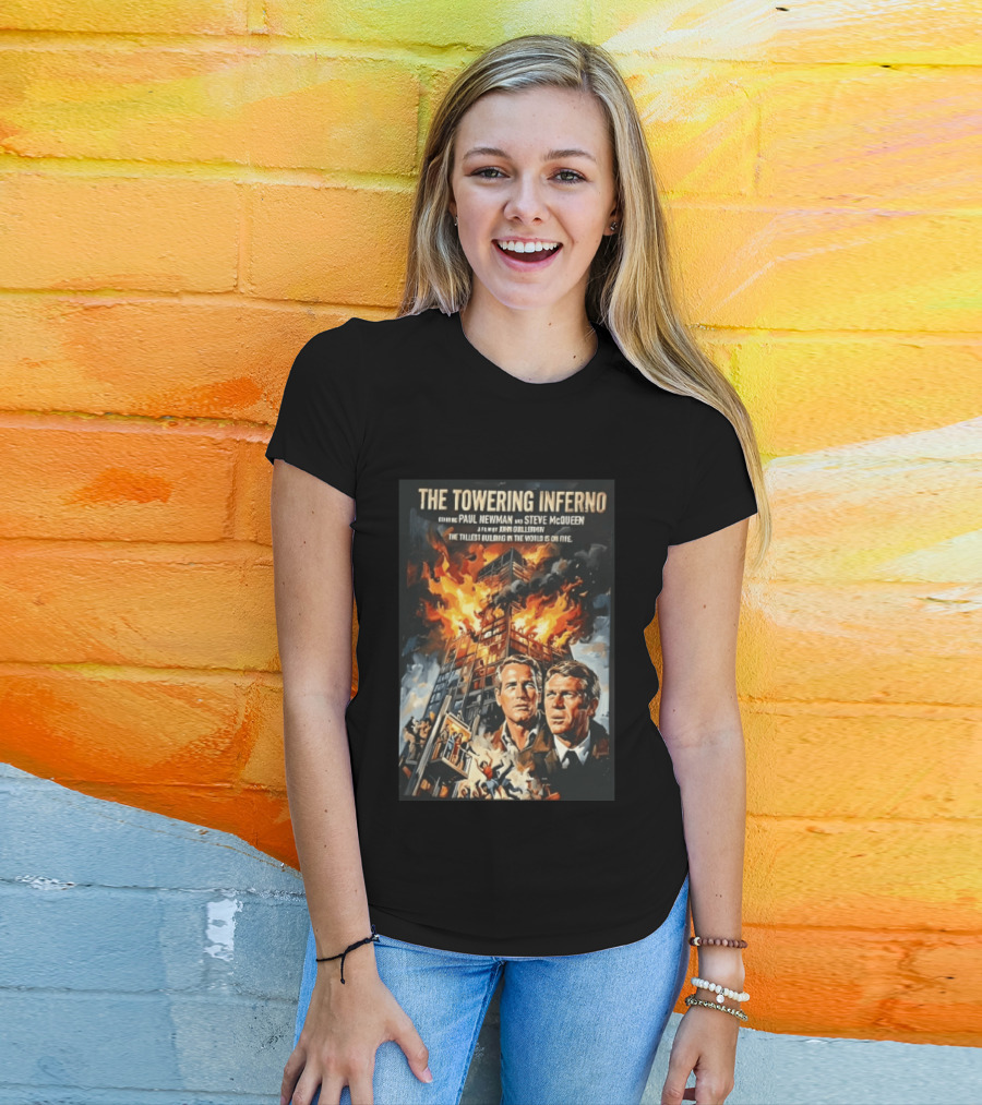 The Towering Inferno Paul Newman Steve McQueen Skyscraper Fire T-Shirt