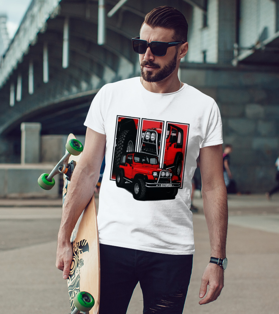 Red Jeep Wrangler 4x4 Off Road Adventure Vehicle Four Wheel Drive T-Shirt