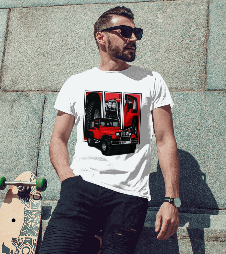 Red Jeep Wrangler 4x4 Off Road Adventure Vehicle Four Wheel Drive T-Shirt