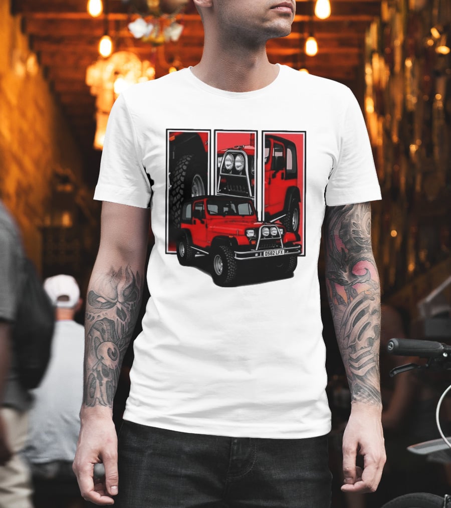 Red Jeep Wrangler 4x4 Off Road Adventure Vehicle Four Wheel Drive T-Shirt