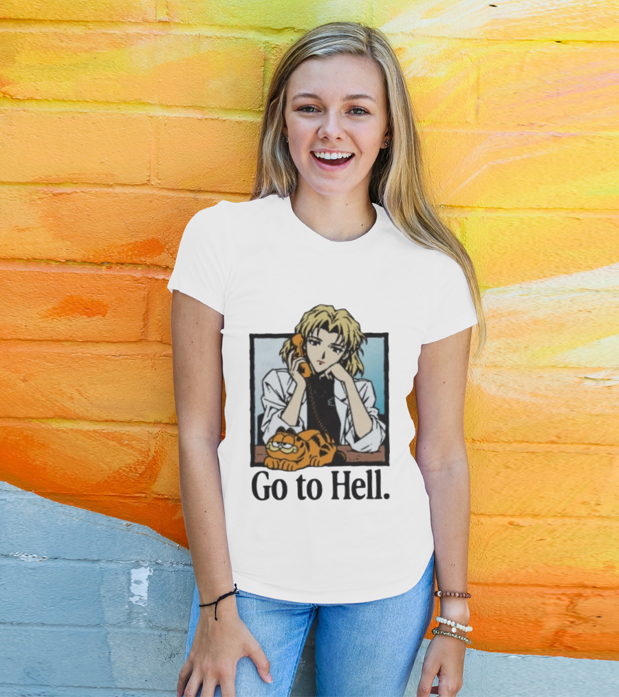 Ritsuko Evangelion Go To Hell Lasagna Cat Phone T-Shirt