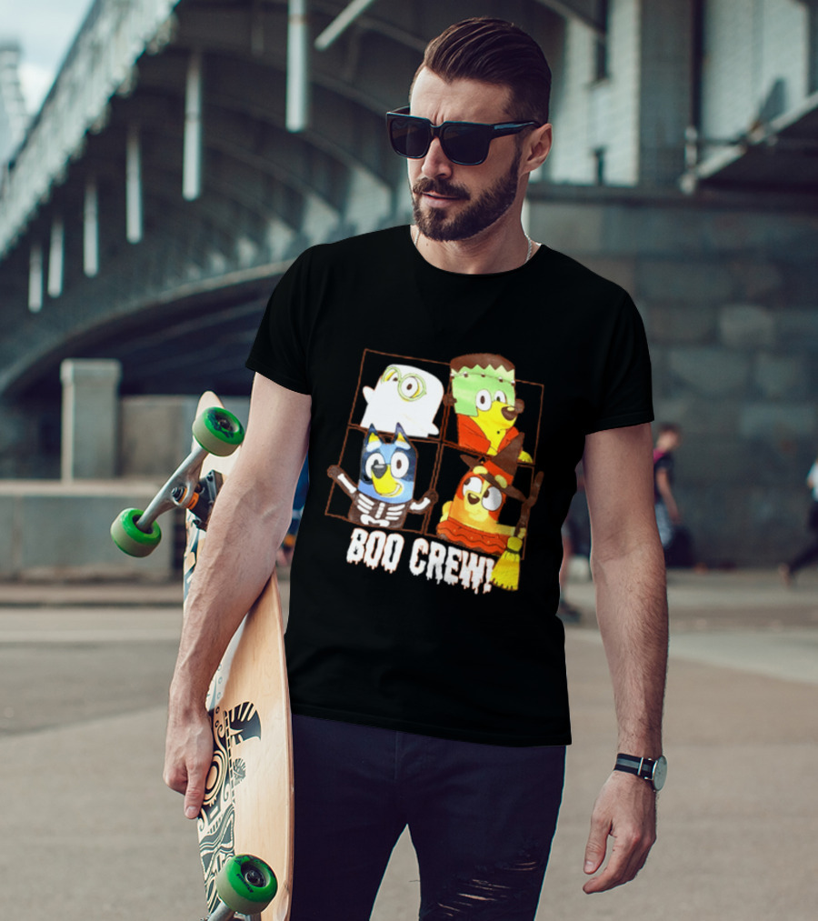 Boo Crew Bluey Halloween Ghost Frankenstein Witch Skeleton T-Shirt
