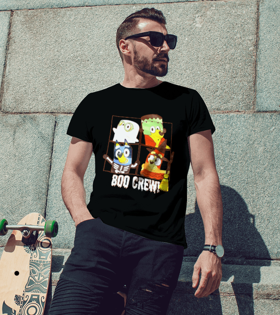 Boo Crew Bluey Halloween Ghost Frankenstein Witch Skeleton T-Shirt
