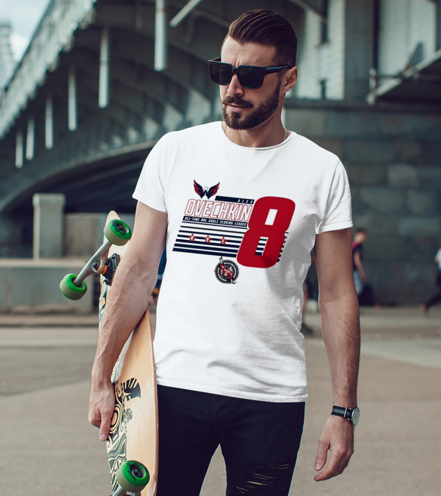 Alex Ovechkin 8 NHL All Time Goals Leader Washington Capitals Stars And Stripes T-Shirt