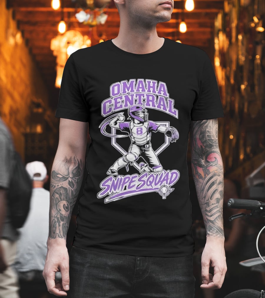 Omaha Central Snipe Squad Baseball Catcher Number 8 T-Shirt