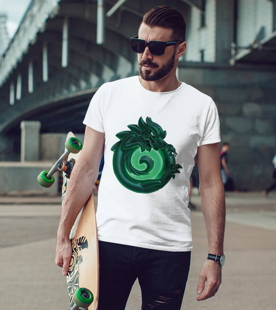 Green Jade Dragon Ouroboros Mythology Symbolic T-Shirt