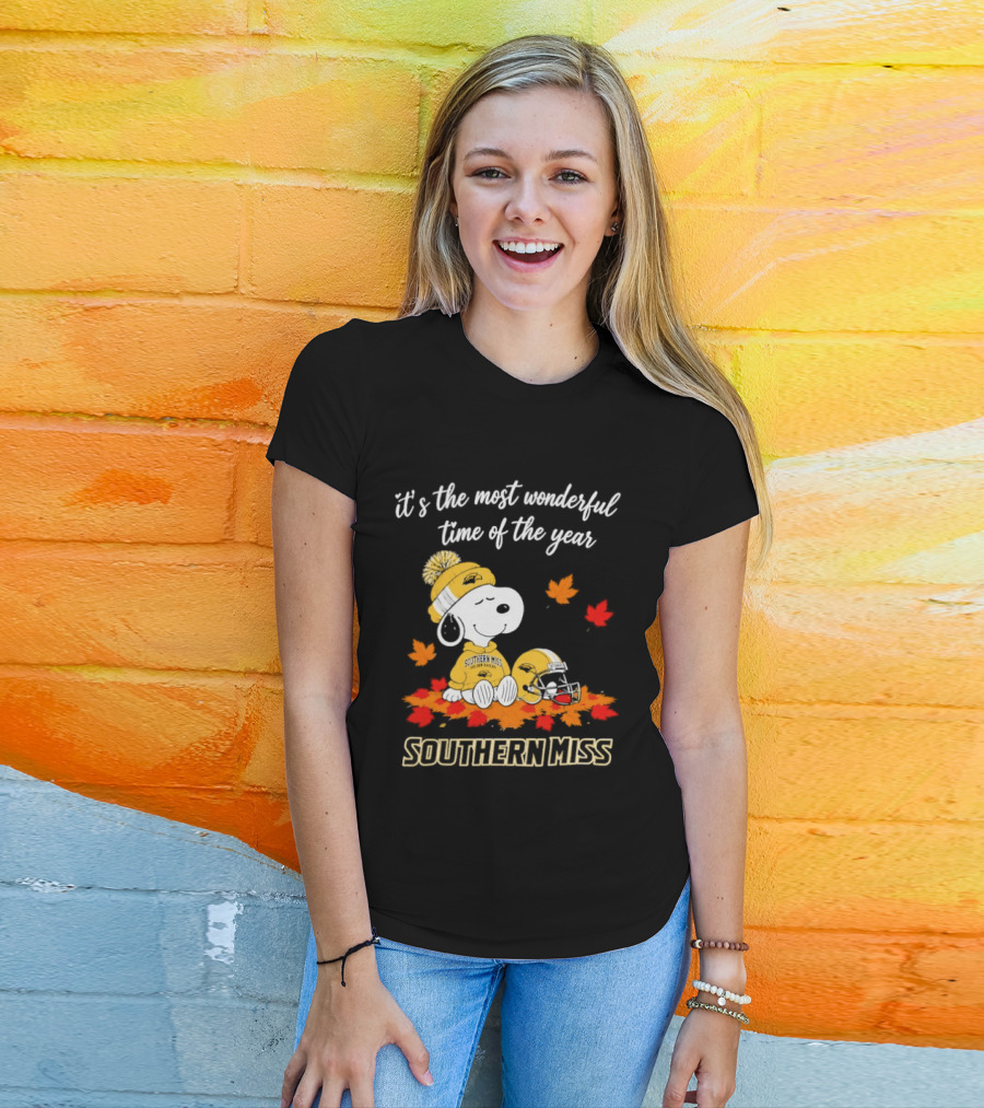 Snoopy It's The Most Wonderful Time Of The Year Southern Miss Golden Eagles Peanuts Fall Football T-Shirt