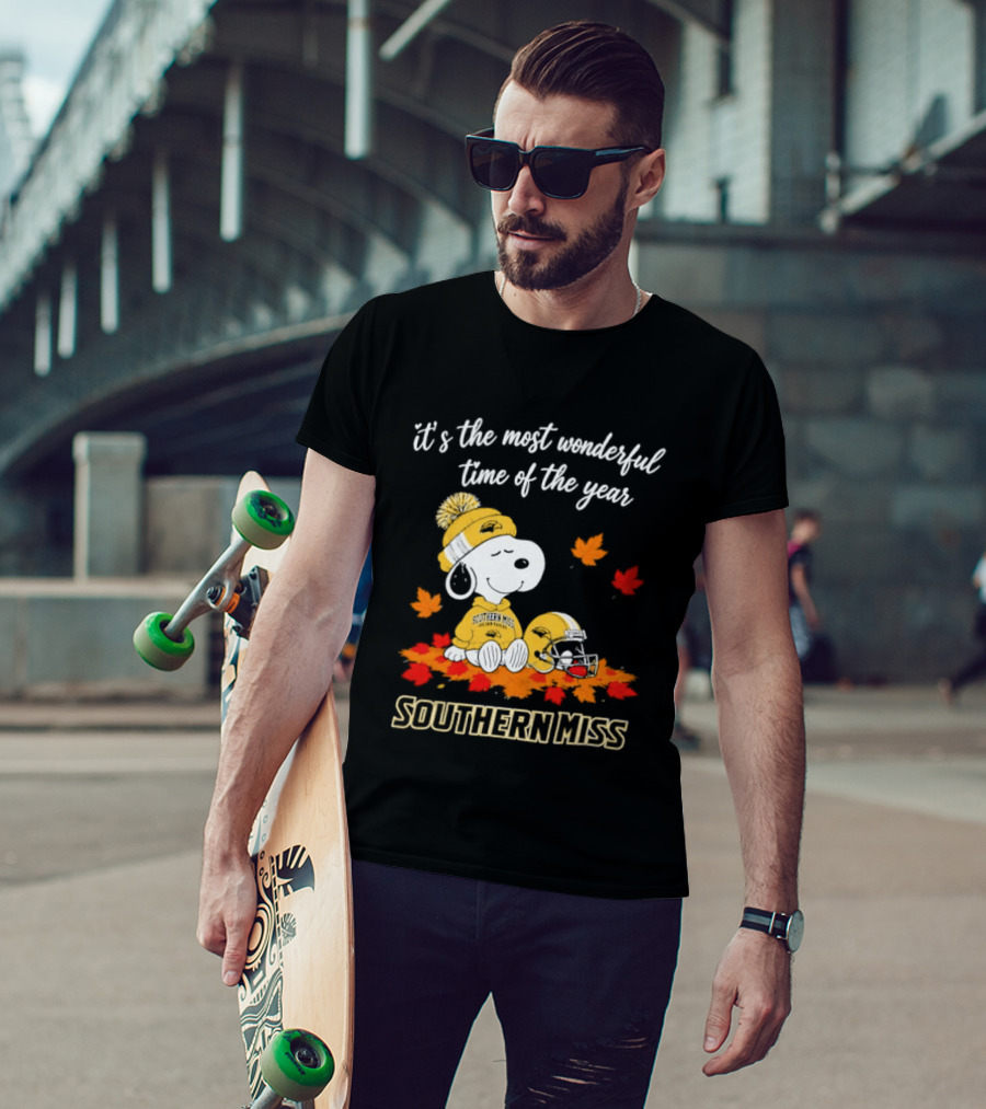 Snoopy It's The Most Wonderful Time Of The Year Southern Miss Golden Eagles Peanuts Fall Football T-Shirt