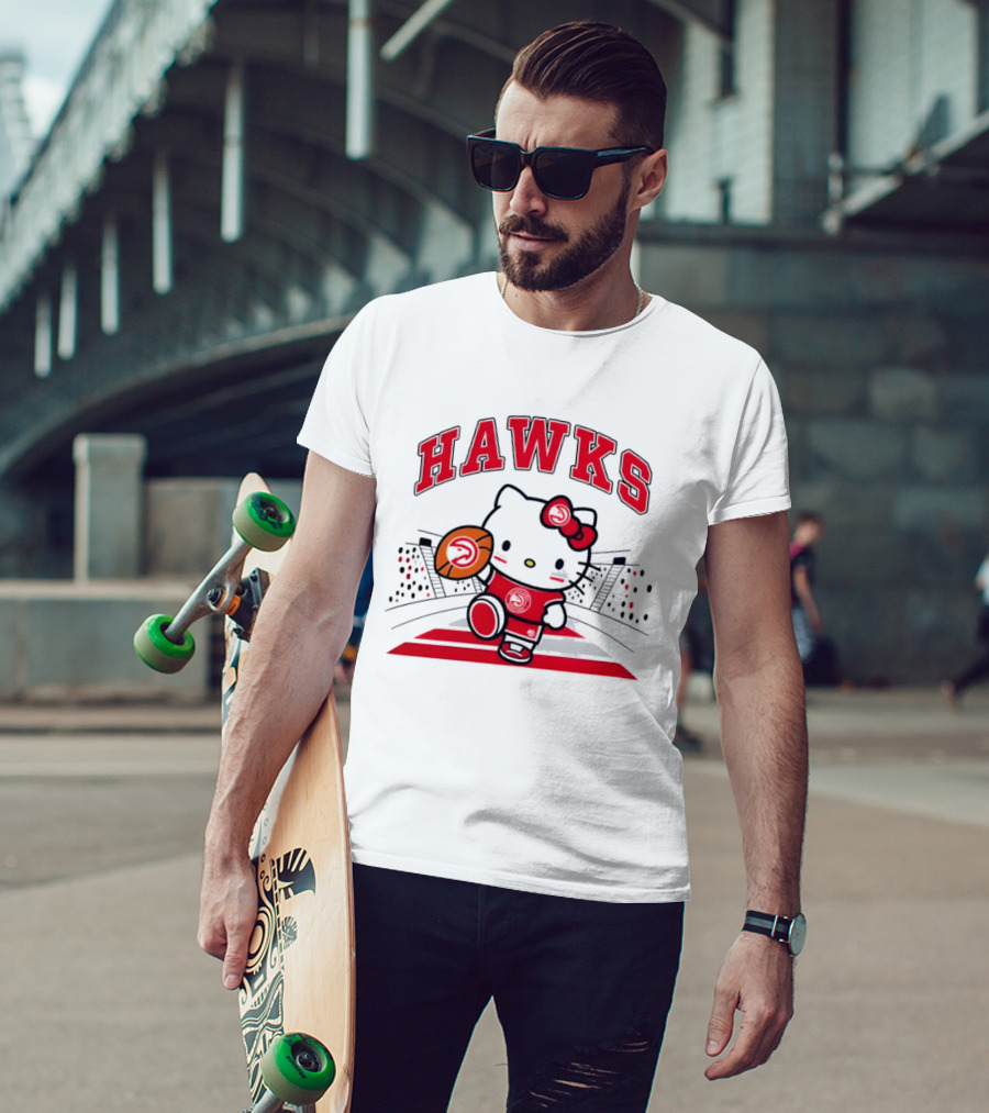 Hello Kitty Atlanta Hawks Basketball Collaboration 2026 NBA Season T-Shirt