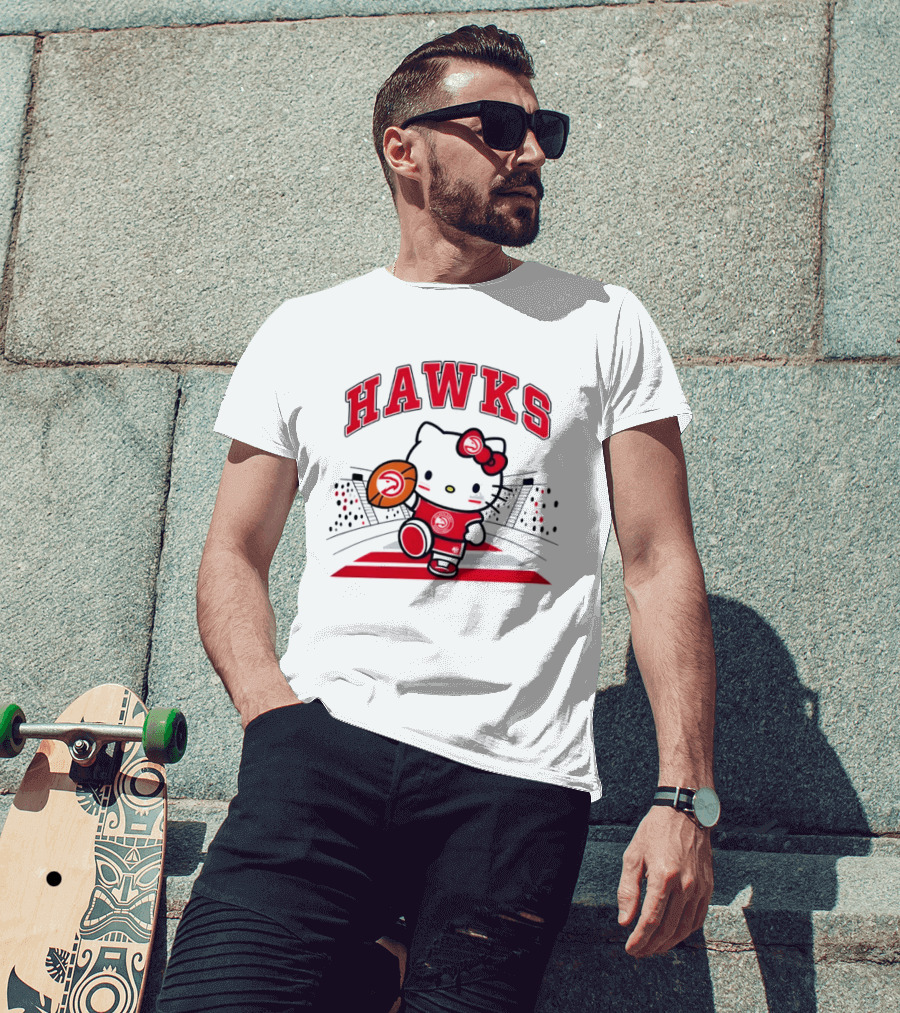 Hello Kitty Atlanta Hawks Basketball Collaboration 2026 NBA Season T-Shirt