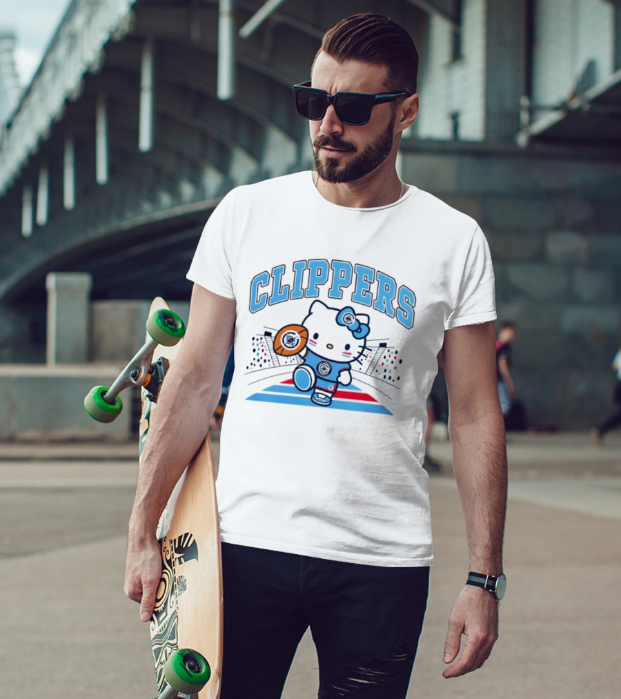 Hello Kitty Clippers 2026 NBA Season Basketball Fan Collaboration T-Shirt