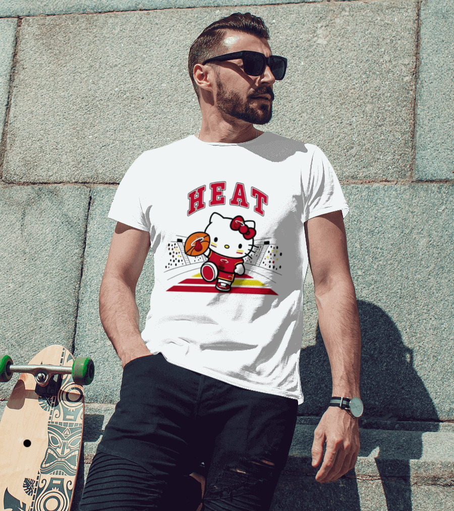 Hello Kitty Heat Miami NBA Basketball 2026 Season Collaboration T-Shirt