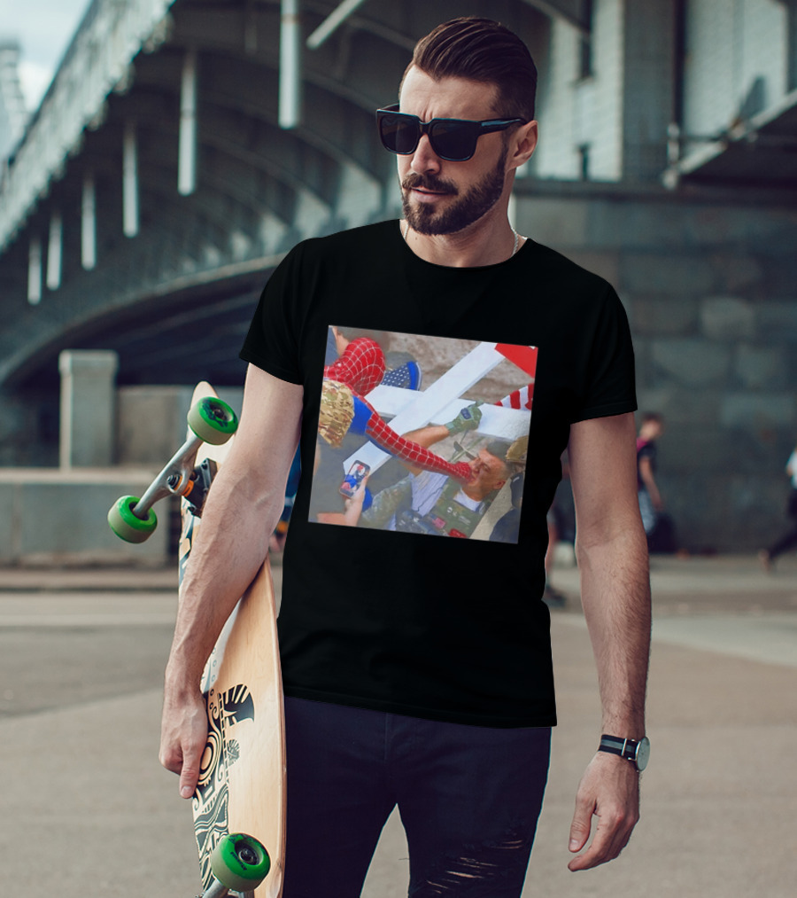 Invisible Touch Spider Man Meets Protester Face Off T-Shirt