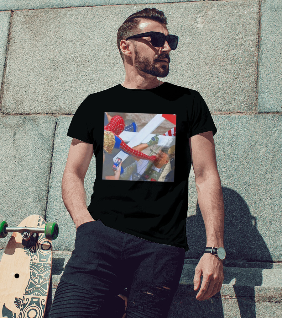 Invisible Touch Spider Man Meets Protester Face Off T-Shirt