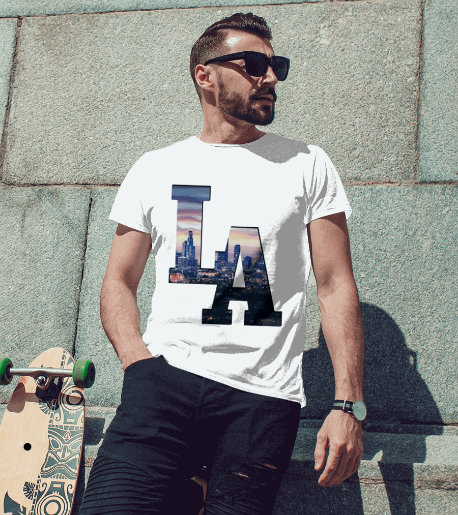 Los Angeles City Skyline LA California Sunset View T-Shirt